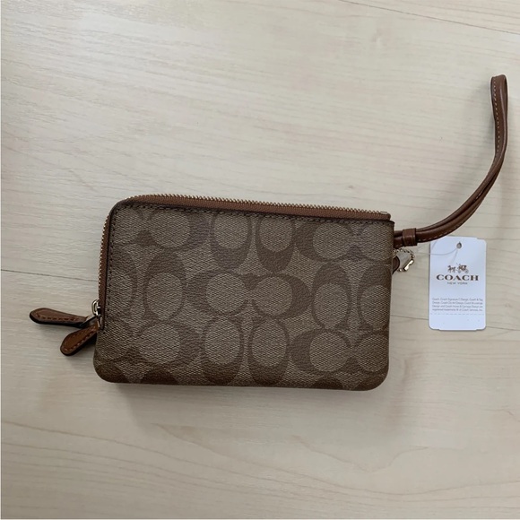 New With Tags Coach Signature Double Zip Wallet Wristlet New F66506 IMBDX - Picture 7 of 7